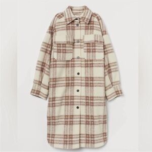 Plaid Wool-blend Shacket Oversized XS (up to M)
